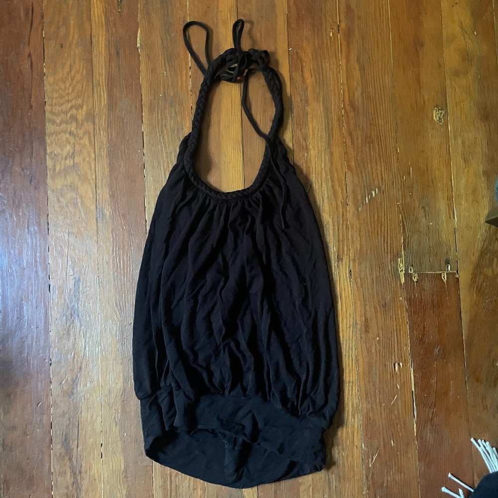 ROBERT RODRIGUEZ Black Rope Stretch Tunic Halter Top